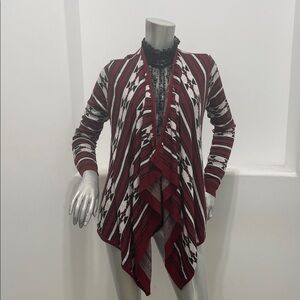 Cotton Emporium Women's Red Patterned Sweater Cardigan Size M